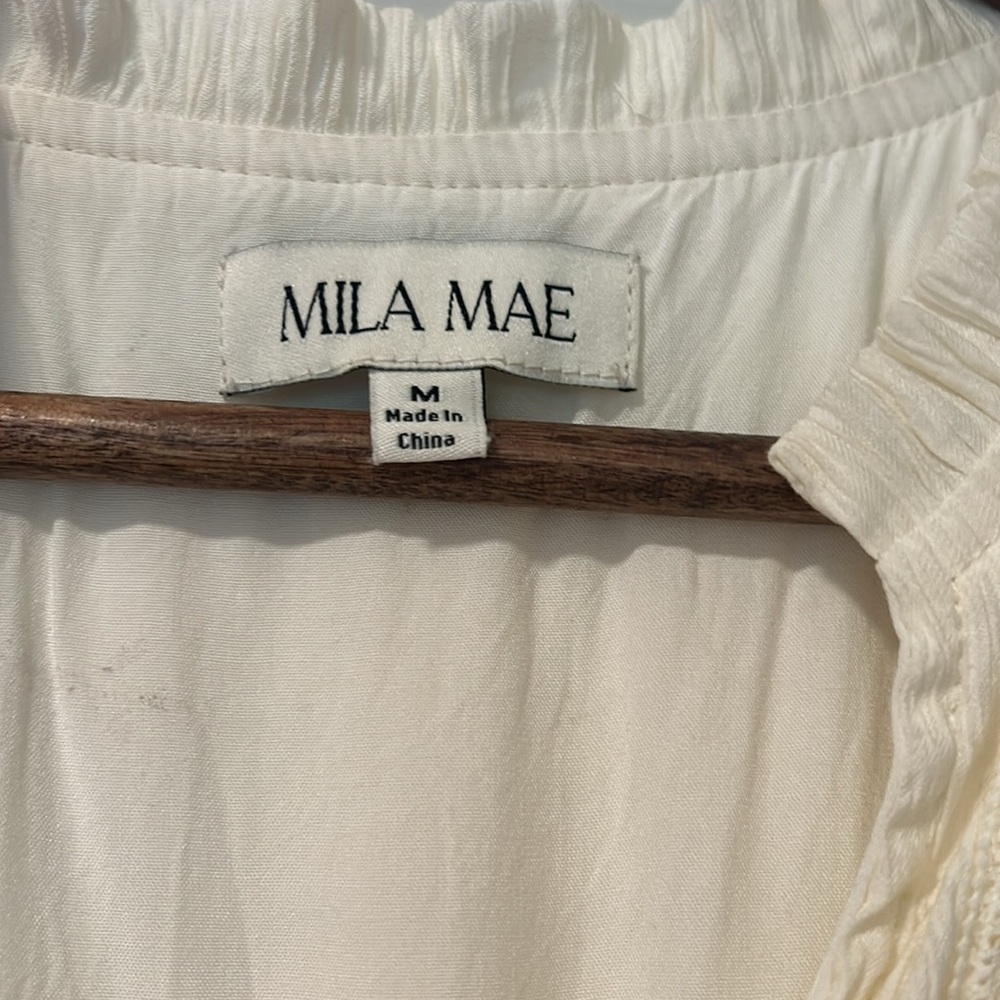 Sleeveless Button Down Ivory Tie Dress - Picture 5 of 9